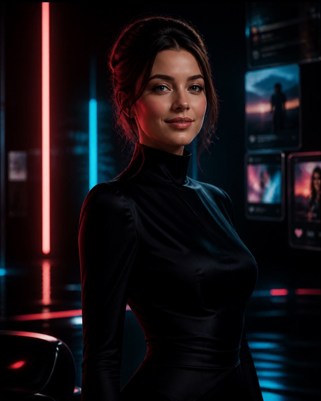 Portrait éditorial futuriste illustrant l’univers Xotic AI